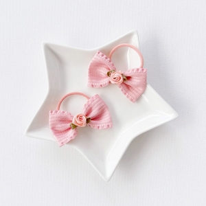 Girl Hair Tie Bow Rose Pair (GPT6294)